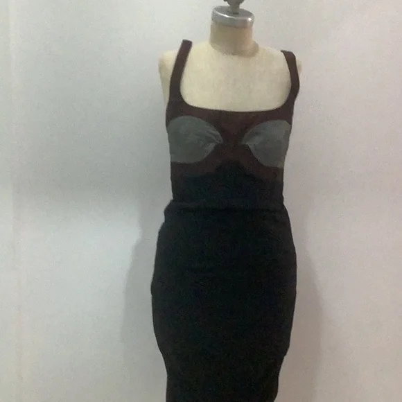 Nicole Miller | Dresses | Nicole Miller Black And Gray Bustier Midi Dress |  Poshmark